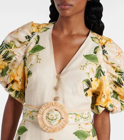 Farm Rio Sand Garden Cascade Euroflax Premium Linen Mini Dress