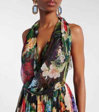 Dolce & Gabbana Floral Silk Chiffon Maxi Dress In Multi