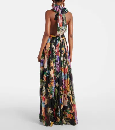 Dolce & Gabbana Floral Silk Chiffon Maxi Dress In Multi