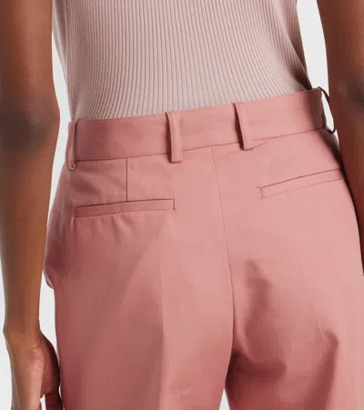 Chloé Pleated High-rise Cotton Flared Pants In Pink