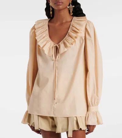 Chloé Chloe Peach Satin Shirt In Brown