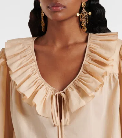 Chloé Chloe Peach Satin Shirt In Brown