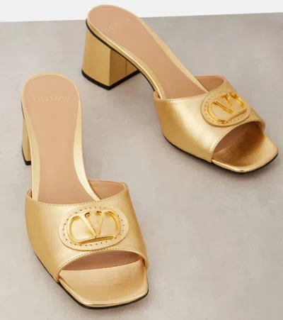 Valentino Garavani Valentino Vlogo Signature Leather Sandal In Gold
