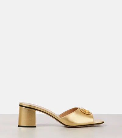 Valentino Garavani Valentino Vlogo Signature Leather Sandal In Gold