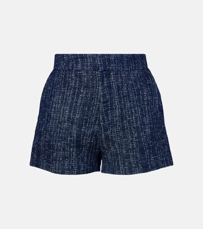 Frame Womens Indigo Tweed Regular-fit Mid-rise Cotton Shorts In Blue