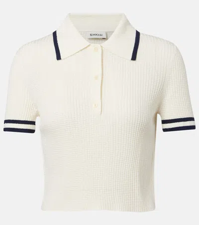 Simkhai Whitten Bouclé Polo Shirt In White
