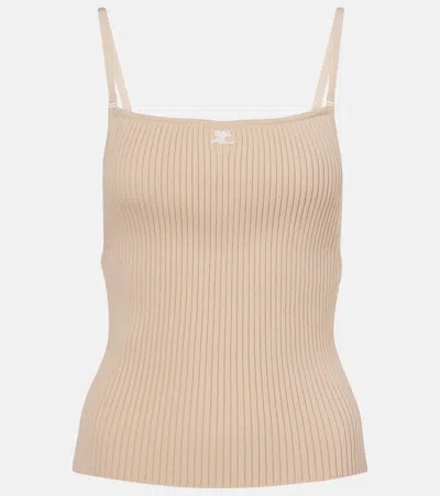Courrèges Reedition Knit Tank Top In Brown