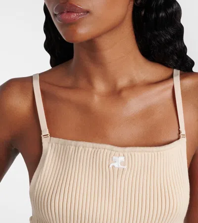 Courrèges Reedition Knit Tank Top In Brown