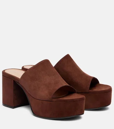 Gianvito Rossi Suede Platform Mules In Brown