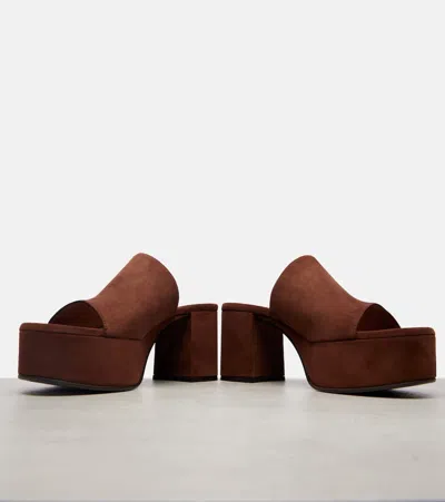 Gianvito Rossi Suede Platform Mules In Brown
