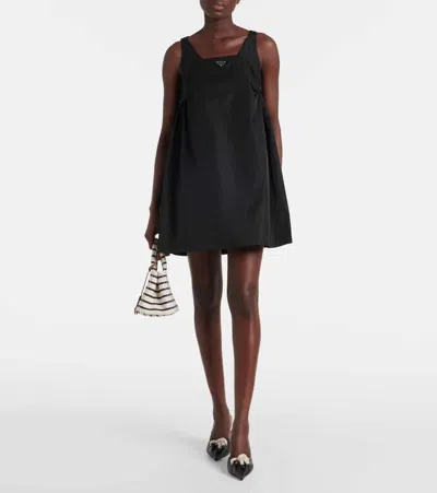 Prada Pouch Re-nylon Mini Dress In Black