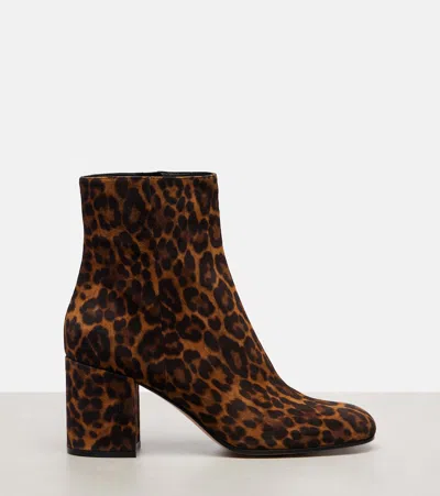 Gianvito Rossi Joelle 70 Leopard-print Suede Ankle Boots In Brown