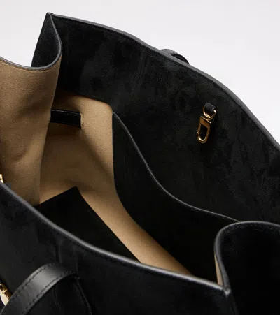 Totême Lounge Large Leather-trimmed Suede Tote In Black