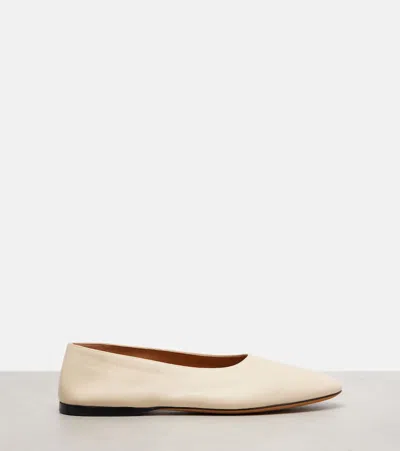 The Row Awar Leather Ballerina Flats In Neutral