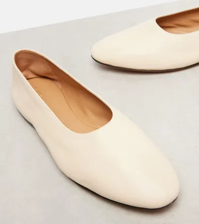 The Row Awar Leather Ballerina Flats In Neutral
