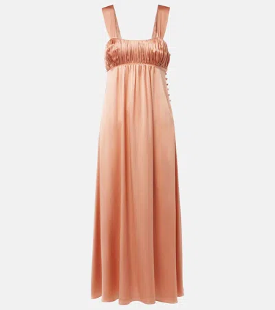 Chloé Sleeveless Ruched Long Dress In Silk Satin