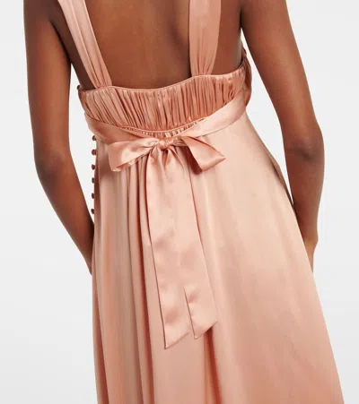 Chloé Sleeveless Ruched Long Dress In Silk Satin
