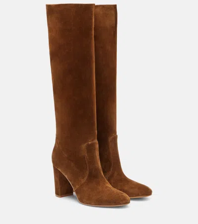 Gianvito Rossi Glen 45 Suede Knee-high Boots In Brown