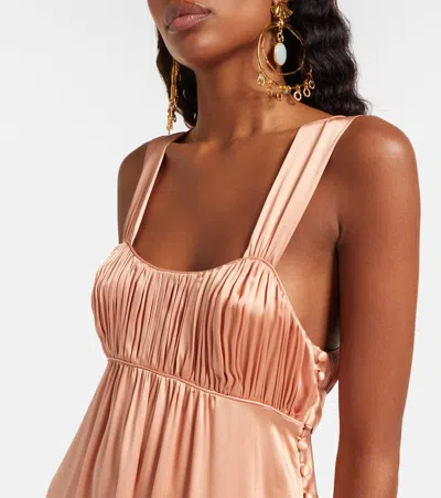 Chloé Sleeveless Ruched Long Dress In Silk Satin
