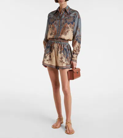 Zimmermann Ascension Silk Manstyle Shirt In Multi