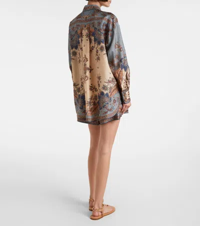 Zimmermann Ascension Silk Manstyle Shirt In Multi