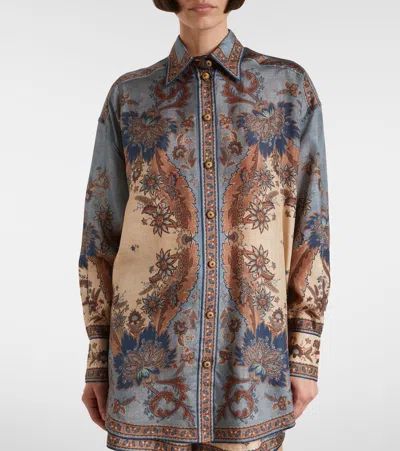 Zimmermann Ascension Silk Manstyle Shirt In Multi