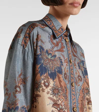 Zimmermann Ascension Silk Manstyle Shirt In Multi