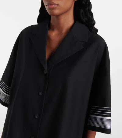 Joseph Womens Leopold Embroidered-stripe Short-sleeve Cotton And Silk-blend Blouse Black