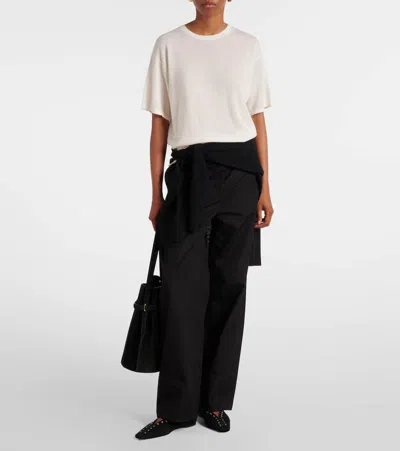 Totême Toteme Monogram Embroidered Curved T Shirt In White