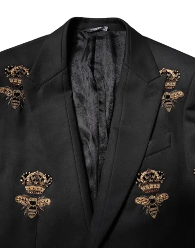 Pre-owned Dolce & Gabbana Black Bee Crown Embroidery 2 Piece Men's Suit ()