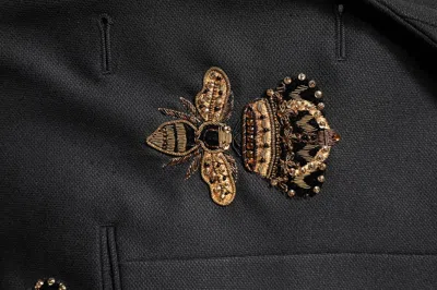 Pre-owned Dolce & Gabbana Black Bee Crown Embroidery 2 Piece Men's Suit ()