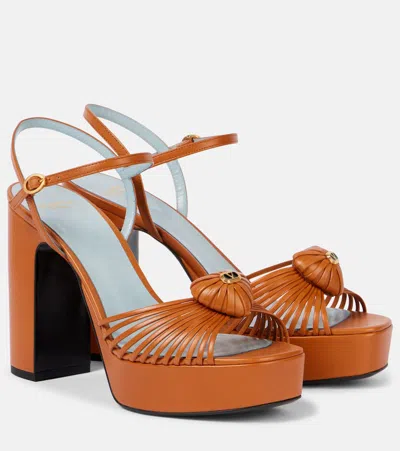 Valentino Garavani Orange Leather Vlogo Signautre Sandals In Multi