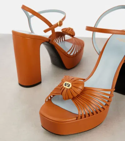 Valentino Garavani Orange Leather Vlogo Signautre Sandals In Multi