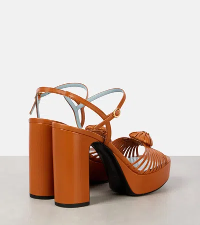 Valentino Garavani Orange Leather Vlogo Signautre Sandals In Multi