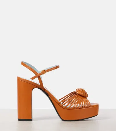 Valentino Garavani Orange Leather Vlogo Signautre Sandals In Multi