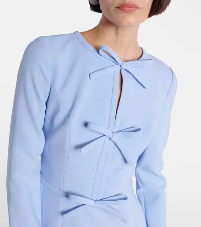 Carolina Herrera Pleated Triple Bow Cutout Long Sleeve Gown In Blue