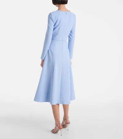 Carolina Herrera Pleated Triple Bow Cutout Long Sleeve Gown In Blue