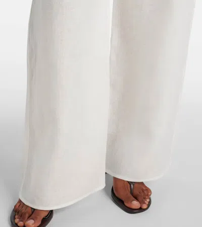 Asceno Austin Linen Wide-leg Pants In White