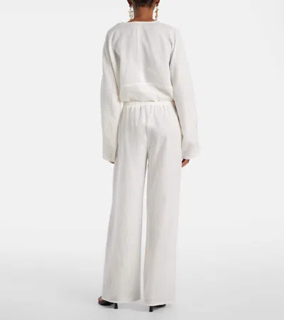 Asceno Austin Linen Wide-leg Pants In White