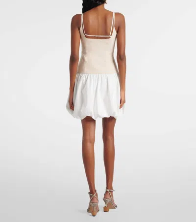 Simkhai Fifi Linen-blend And Gathered Cotton-blend Poplin Mini Dress In White