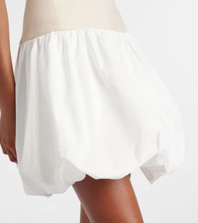 Simkhai Fifi Linen-blend And Gathered Cotton-blend Poplin Mini Dress In White