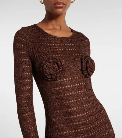 Same Floral-appliqué Crochet Maxi Dress In Brown