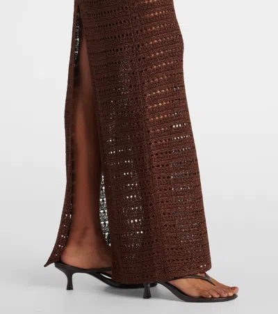 Same Floral-appliqué Crochet Maxi Dress In Brown