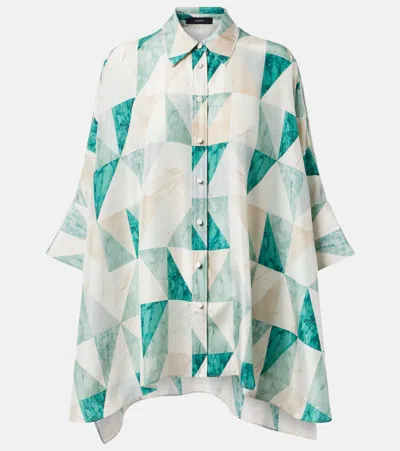 Joseph Womens Lagoon Combo Arcole Marble-print Silk Shirt In Multi