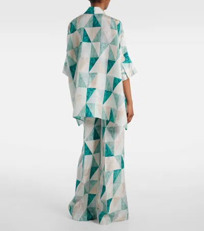 Joseph Womens Lagoon Combo Arcole Marble-print Silk Shirt In Multi