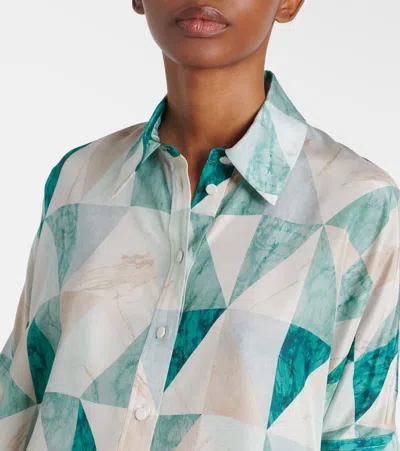 Joseph Womens Lagoon Combo Arcole Marble-print Silk Shirt In Multi