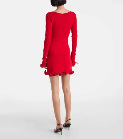 Same Ruffled Knitted Minidress In Red