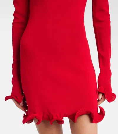 Same Ruffled Knitted Minidress In Red