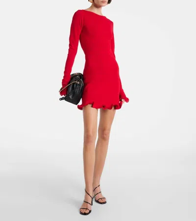 Same Ruffled Knitted Minidress In Red