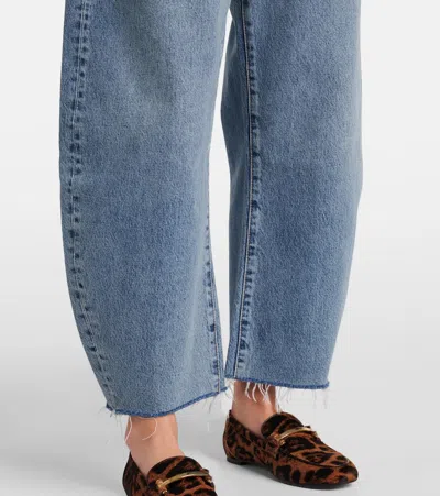 Frame Bubble Crop High Waist Wide-leg Jeans In Blue